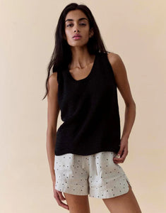Scallop Hem Tank - Black