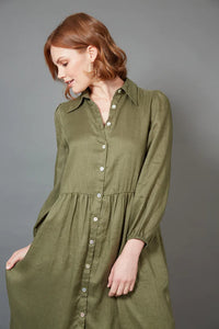 Studio Midi Shirt Dress Khaki