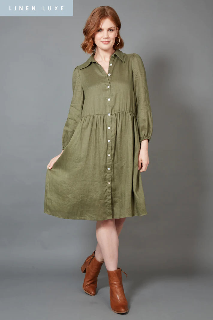 Studio Midi Shirt Dress Khaki