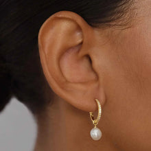 Intention of Peace Pearl Hoops Silver