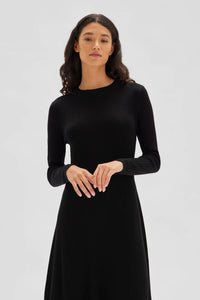 Wool Cashmere Rib Dress Black