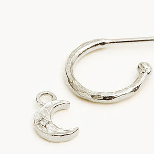 Waning Crescent Hoops Silver