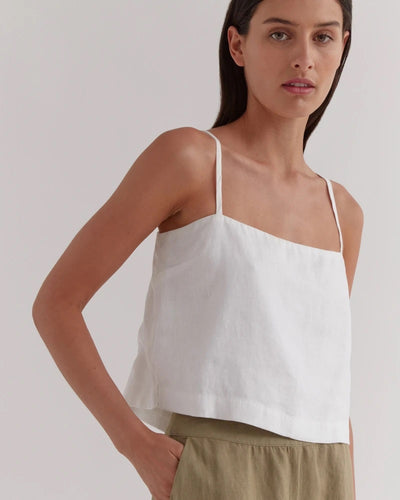 Lucie Linen Cami - White